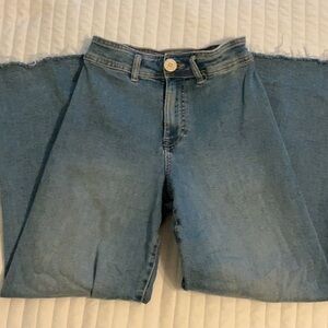 Zara Blue Marine Flare Wide Leg Jeans